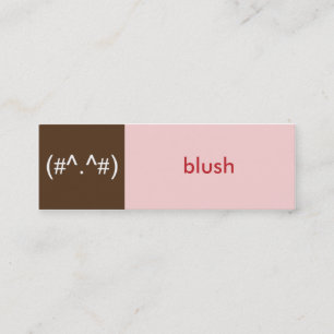 Flirt card pink brown blush emoticon text message