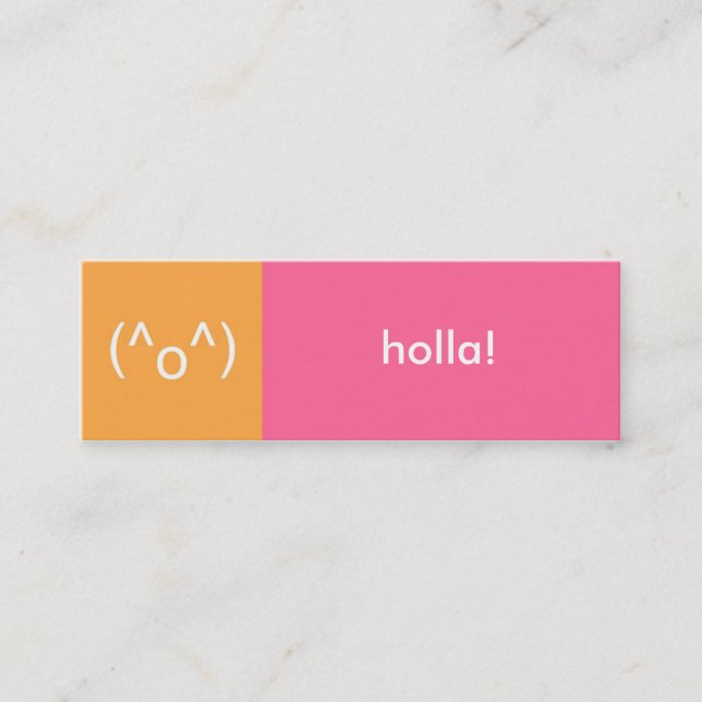 Flirt card pink orange holla emoticon text message (Front)