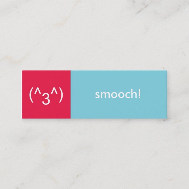 Flirt card red blue smooch emoticon text message (Front)
