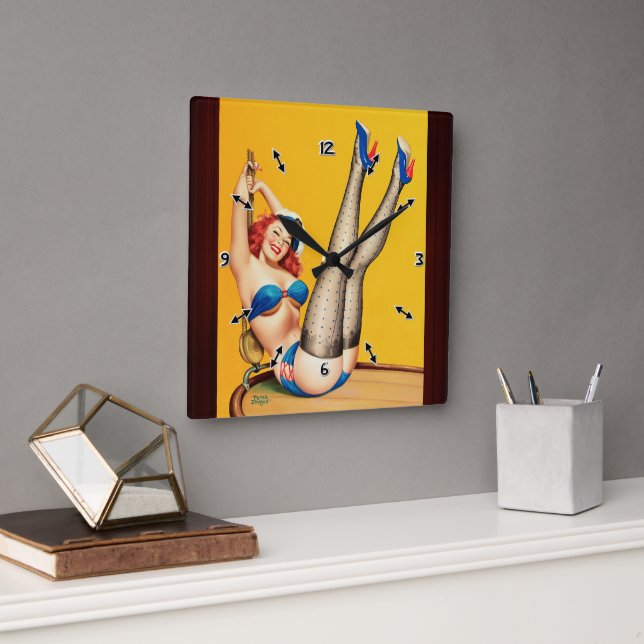 Flirt Pulp Cover by Peter Driben Square Wall Clock (Office)