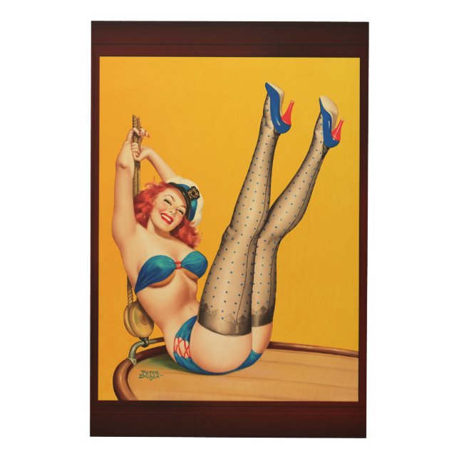 Flirt Pulp Cover by Peter Driben Wood Wall Art (Front)