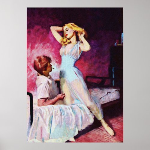 Flirting Couple Vintage Pulp Magazine Cover Art Poster