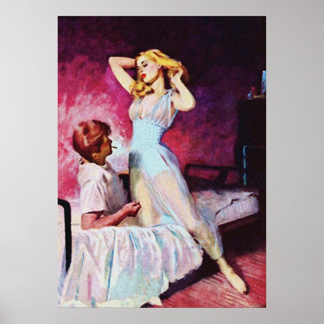 Flirting Couple Vintage Pulp Magazine Cover Art Poster (Front)