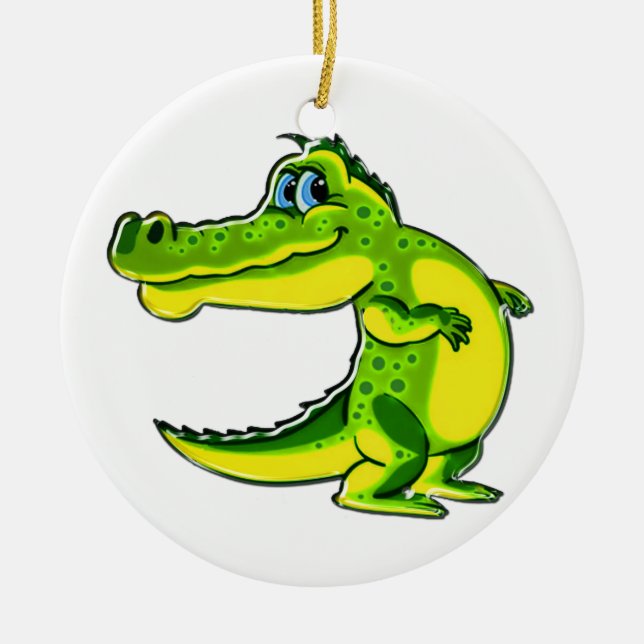 Flirting Crocodile Ceramic Ornament (Front)