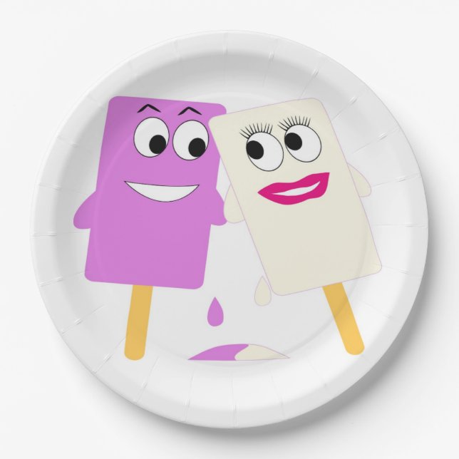 FLIRTING ICE CREAM POPS PAPER PLATES (Front)