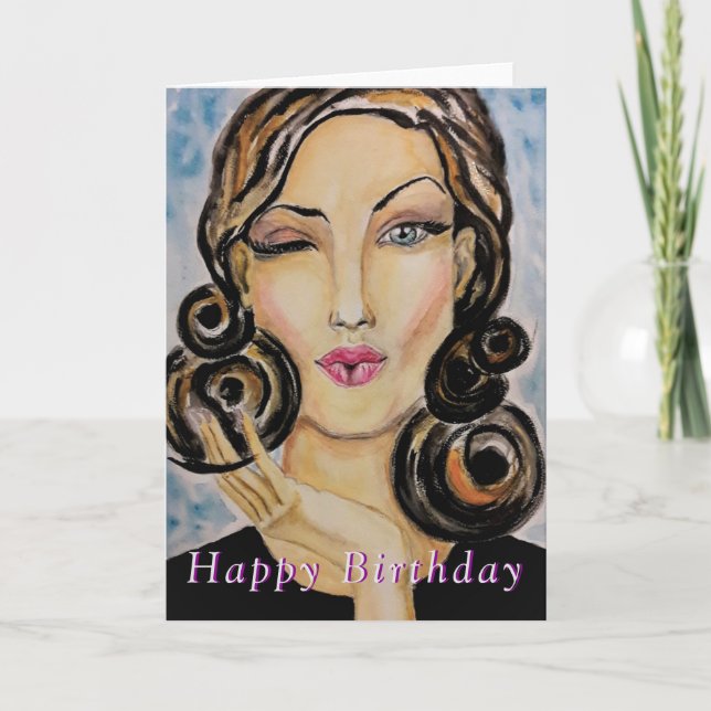 Flirting Woman Birthday Card (Front)