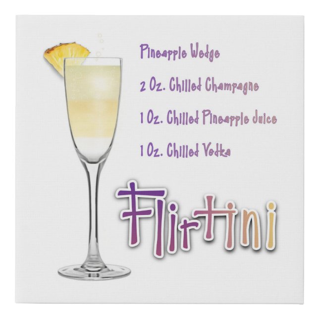 Flirtini Mimosa Cocktail Recipe Art 10"x10"  Faux Canvas Print (Front)