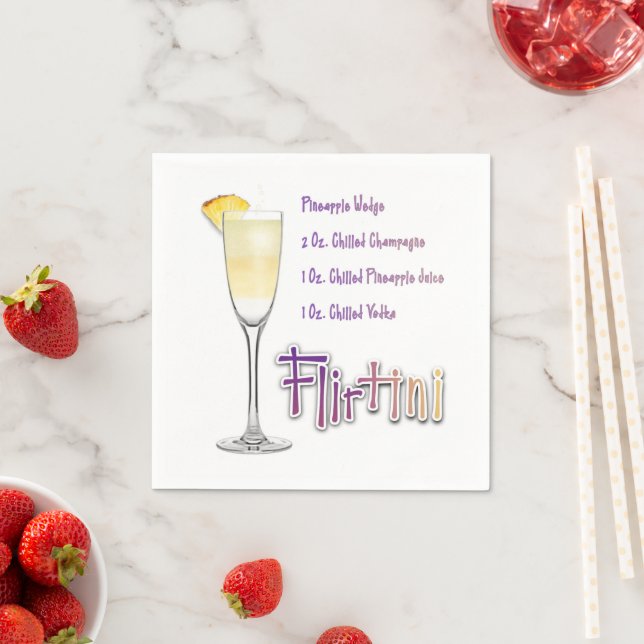 Flirtini Pineapple Mimosa Cocktail Recipe Art Napkins (Insitu)