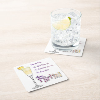 Flirtini Pineapple Mimosa Cocktail Recipe Art Square Paper Coaster
