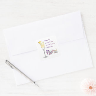 Flirtini Pineapple Mimosa Cocktail Recipe Art Square Sticker