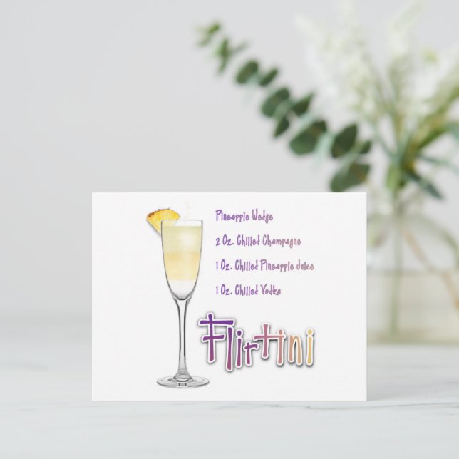 Flirtini Pineapple Mimosa Cocktail Recipe Postcard (Standing Front)