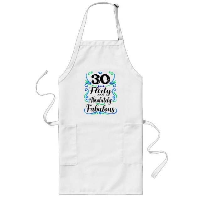 Flirty and Absolutely Fabulous Birthday Retro Long Apron (Front)