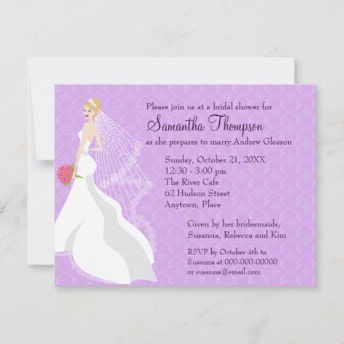 Flirty Blonde Lilac Bridal Shower Announcement