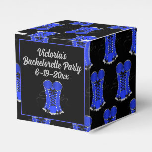 Flirty Blue Corset Cube Favor Boxes