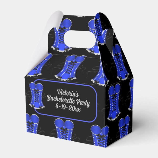 Flirty Blue Corset Gable Favor Boxes (Front Side)