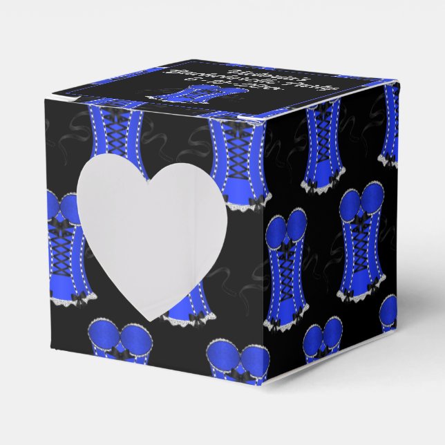 Flirty Blue Corset Heart Favor Boxes (Front Side)