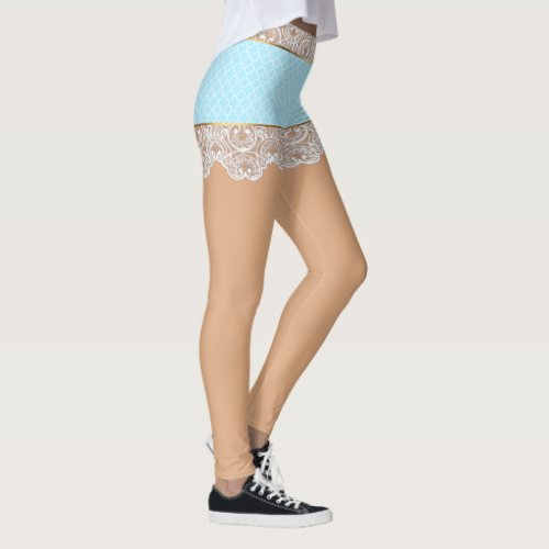 Flirty Blue Lace Skirt for Woman Leggings
