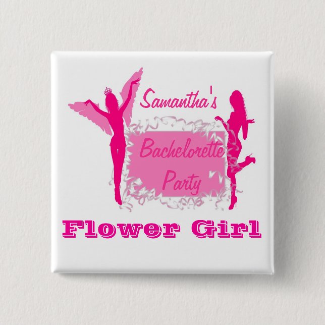 Flirty brides bachelorette party button (Front)
