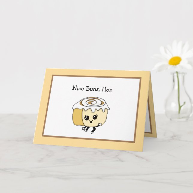 Flirty Cinnamon Roll Food Pun Romantic  Card (Small Plant)