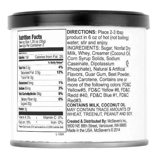 Flirty Dozen PINK HOT CHOCOLATE! Powdered Drink Mix (Back)