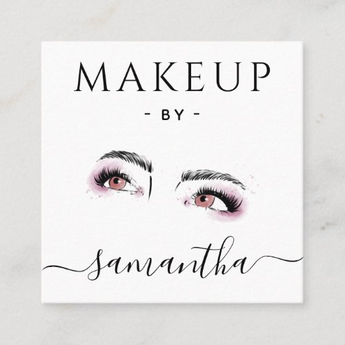 Flirty Eyes Illustration Cute Girly Makeup Artist  Square Business Card
