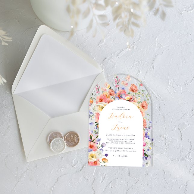 Flirty Floral Meadow | Summer Wedding Acrylic Invitations (Creator Uploaded)