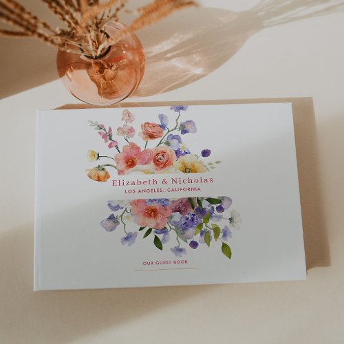 Flirty Floral Meadow  Summer Wedding Guest Book