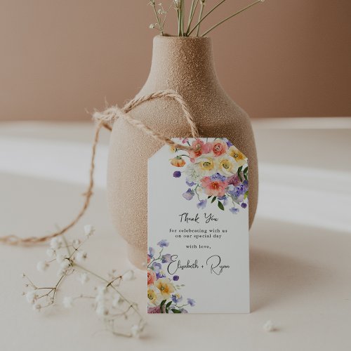 Flirty Floral Meadow  Summer Wedding Thank You Gift Tags