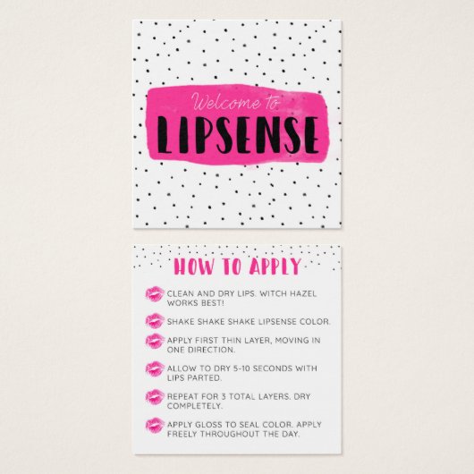 Flirty Fuchsia LipSense Application Card (Front & Back)