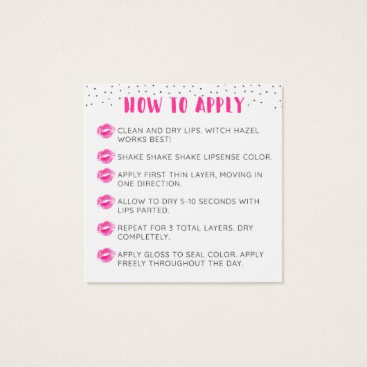 Flirty Fuchsia LipSense Application Card (Back)