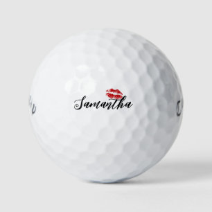 Flirty Fun Customizable Red Lip Valentine's Day Golf Balls