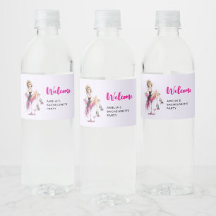 Flirty Girl in a Martini Glass Bachelorette Party Water Bottle Label