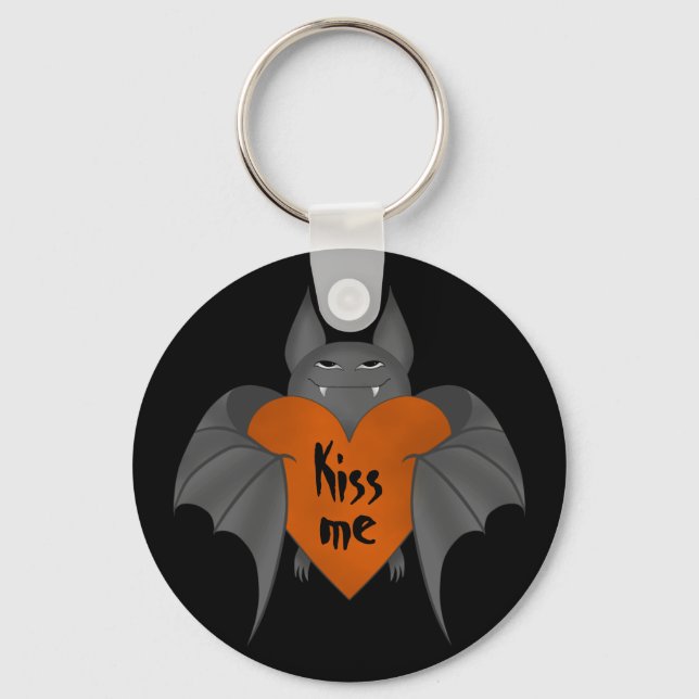 Flirty Halloween funny vampire bat Keychain (Front)