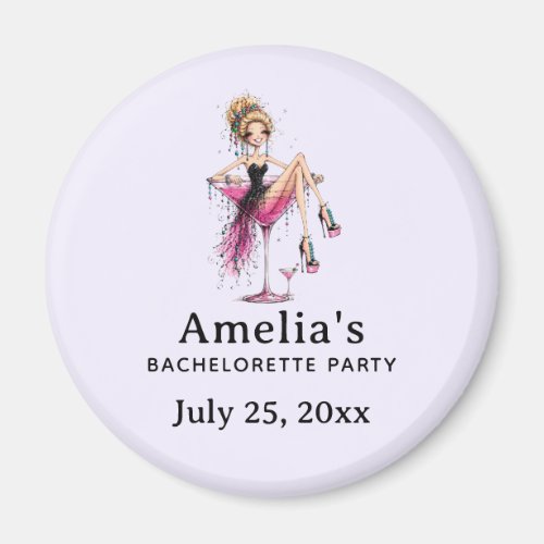 Flirty Lady in a Martini Glass Bachelorette Date Magnet
