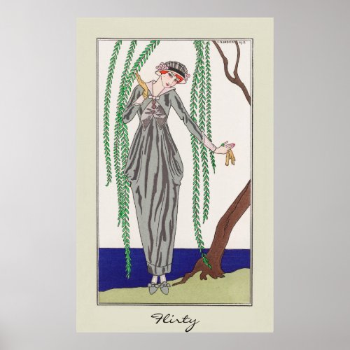 Flirty Lady Vintage Art Deco Fashion  Poster