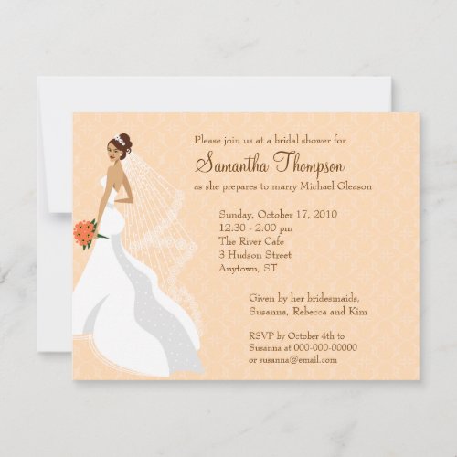 Flirty Peach Bridal Shower Invitation