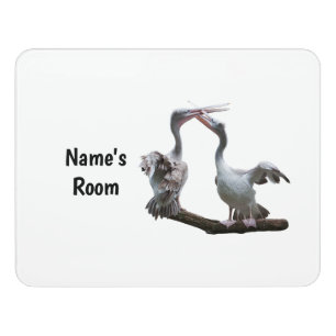 Flirty Pelicans Door Name Plate Sign