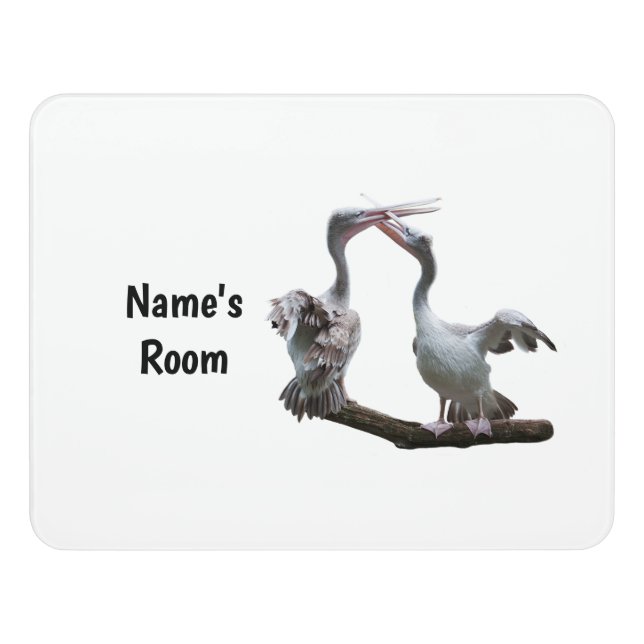 Flirty Pelicans Door Name Plate Sign (Contemporary Front)