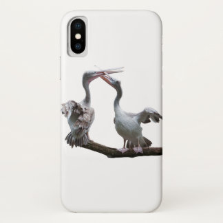 Flirty Pelicans iPhone X Case (choose your colour)