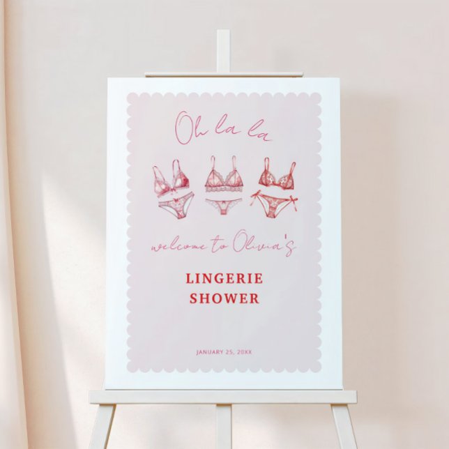 Flirty Pink Lingerie Shower Bachelorette Welcome Foam Board (Creator Uploaded)