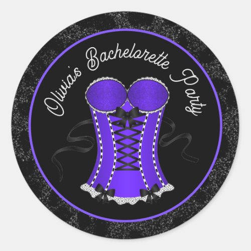 Flirty Purple Corset  Classic Round Sticker