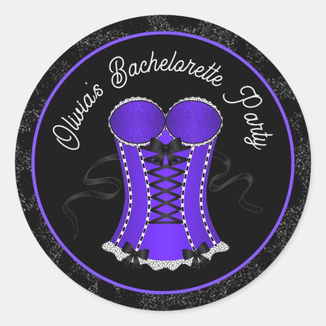 Flirty Purple Corset  Classic Round Sticker (Front)