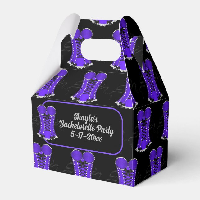 Flirty Purple Corset Gable Favor Boxes (Front Side)