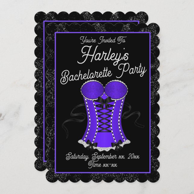 Flirty Purple Corset Invitation (Front/Back)