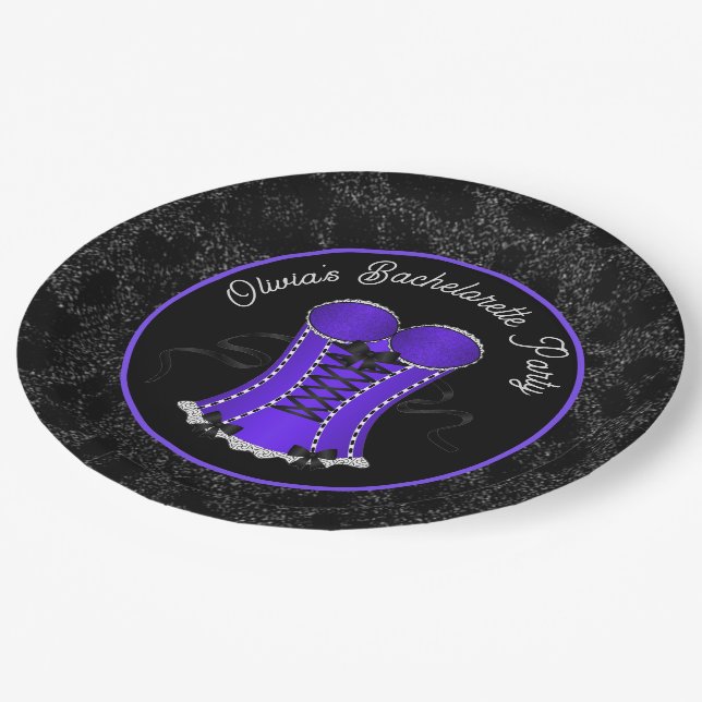 Flirty Purple Corset Paper Plates (Angled)