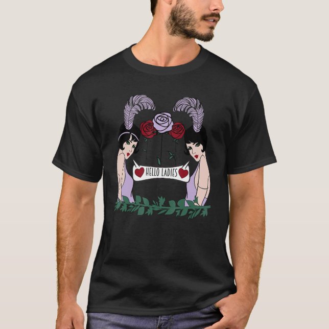Flirty queer 1920s flapper girls retro lesbian LGB T-Shirt (Front)