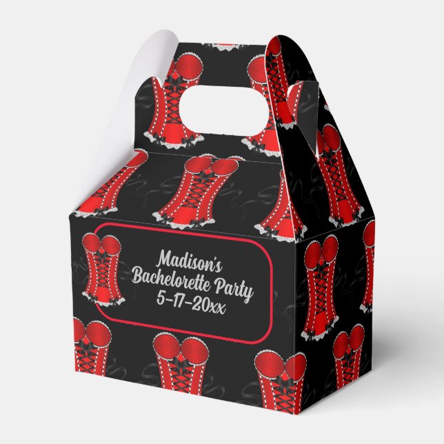 Flirty Red Corset Gable Favor Boxes (Front Side)