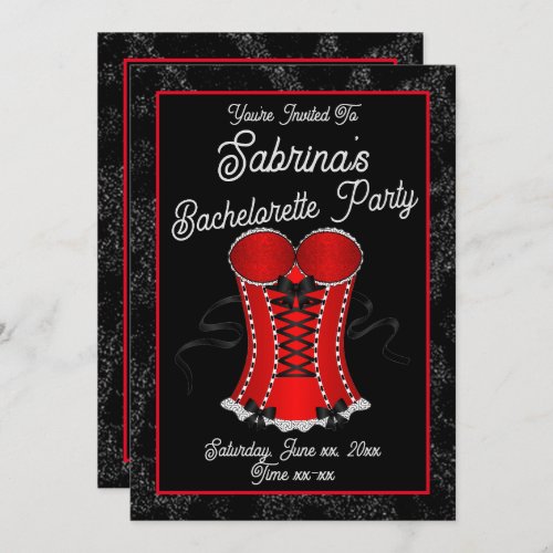 Flirty Red Corset  Invitation