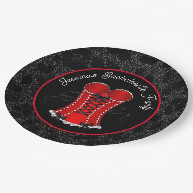 Flirty Red Corset  Paper Plates (Angled)