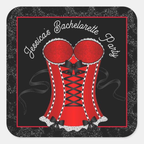 Flirty Red Corset Square Sticker